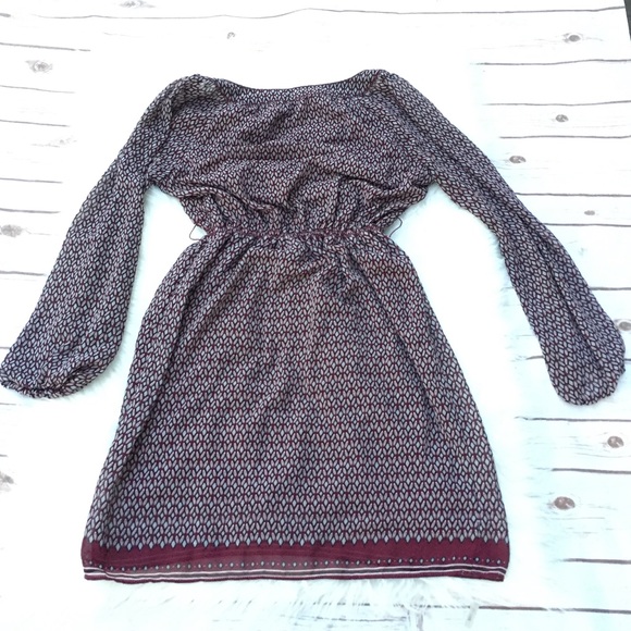 Max Studio Geometric Shift Peasant Red Dress S - Picture 3 of 8